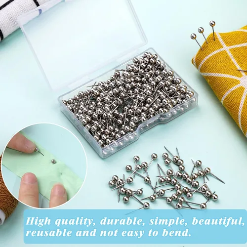 Miniatura 4 de 420 piezas de alfileres de costura, alfileres rectos para tela, alfileres de acolchado de 0.63 pulgadas, pequeños alfileres rectos con cabeza