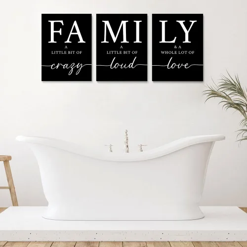 Miniatura 2 de GUBIYU Decoración de Pared Familiar en Negro para Hogar, para Sala de Estar, Comedor, Cuadros de Arte de Pared, Cuadros para Dormitorio, Carteles