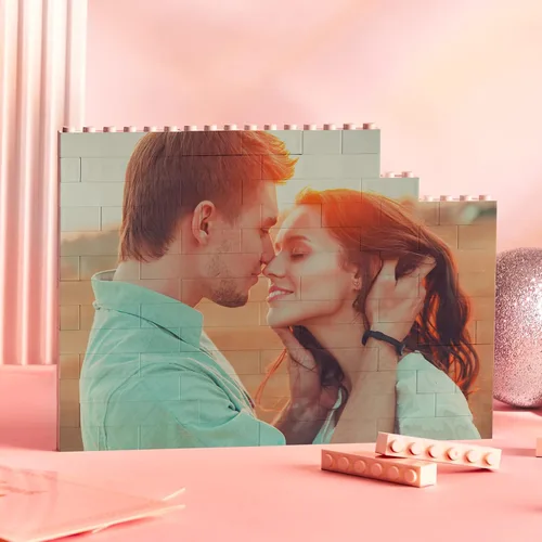 Miniatura 4 de Ladrillo de construcción personalizado Puzzle de bloques de fotos personalizados en forma horizontal Regalos personalizados para parejas