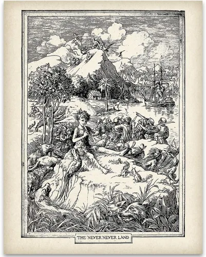 Miniatura 12 de Lone Star Art Peter Pan - So Come With Me Where Dreams Are Born - J.M. Barrie - 11x14 Unframed Typography Book Page Print - Great Neverland Gift &