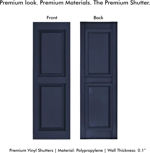 Miniatura 3 de Persianas de vinilo de panel elevado Pontiac Trail (1 par) 14.5"x31" - Cielo de noche azul marino Persianas de ventana para exteriores Incluye