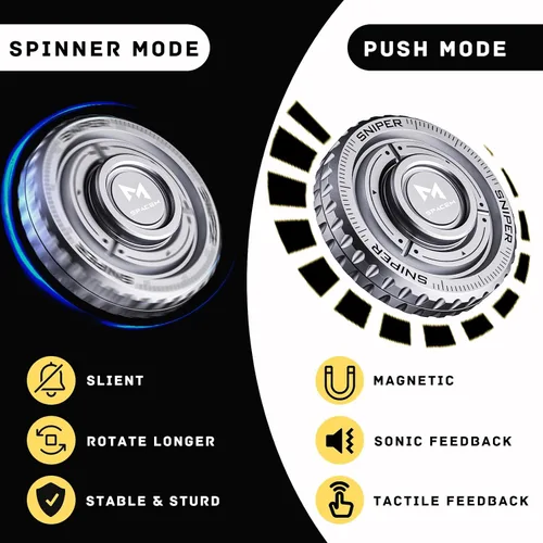 Miniatura 3 de Juguete Fidget Spinner 3 en 1 Mejorado: Mayor Tiempo de Giro Silencioso y Brillo. Spinner Magnético, Clicker, Deslizador para Alivio del Estrés
