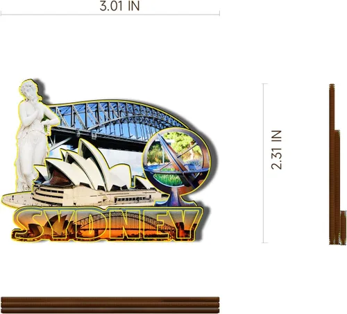Miniatura 3 de Imán de madera de Sydney Australia 3D para nevera, recuerdos coleccionables, decoración hecha a mano, manualidades 3