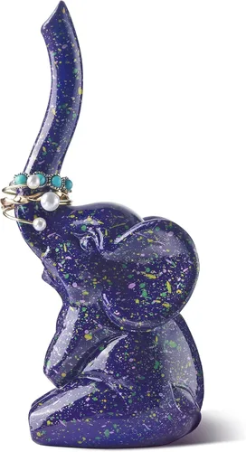 PUDDING CABIN Soporte para anillos de elefante morado, lindo organizador de anillos, regalo único de elefante para mujeres, mamá, día de la madre,