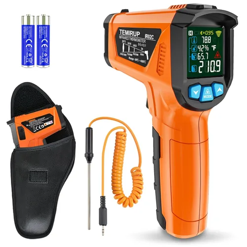 Pistola Termómetro Infrarrojo MESTEK, Termómetro Láser Digital sin Contacto con LCD a Color para Cocina, Reparaciones Domésticas, Medición de
