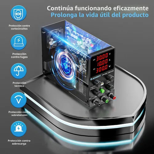 Miniatura 2 de Fuente de alimentación de CC variable, 0-30V 0-10A Fuente de alimentación de banco regulada de CC con pantalla LED de 4 dígitos de alta precisión