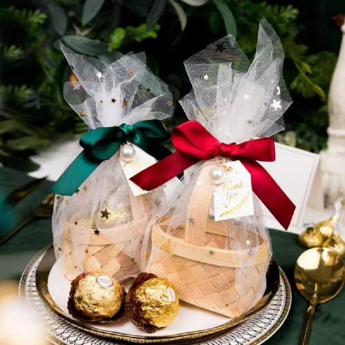Miniatura 2 de Mini cesta de regalo tejida a mano de bambú, cajas de dulces, caja de embalaje de chocolate, perfecta para baby showers, cumpleaños, recuerdos