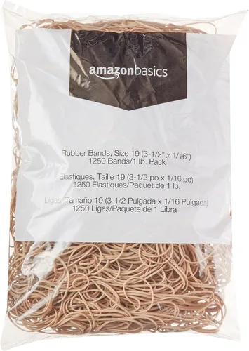 Miniatura 14 de Amazon Basics Bandas de goma, suministros de oficina, tamaño 33 (3-1/2 x 1/8 pulgadas), elásticas, 600 bandas/paquete de 1 libra, paquete de 3
