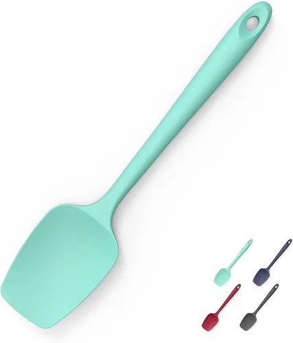 Miniatura 14 de Juego de 2 espátulas y cucharas de silicona con raspador: Doosu, espátulas planas de silicona para hornear, resistentes al calor hasta 600°F