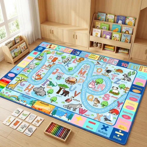 Miniatura 11 de Alfombra de mapa de carreteras, 2.5 x 4 pies, alfombras para niños, para sala de juegos, alfombra de automóvil, alfombra de guardería, alfombra