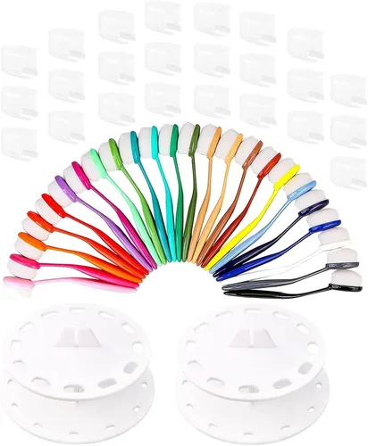 Yoseng Brochas de mezcla de tinta de 24 colores, mezcladoras de fondo, herramientas de mezcla de tinta para hacer tarjetas con tapas y soporte 24