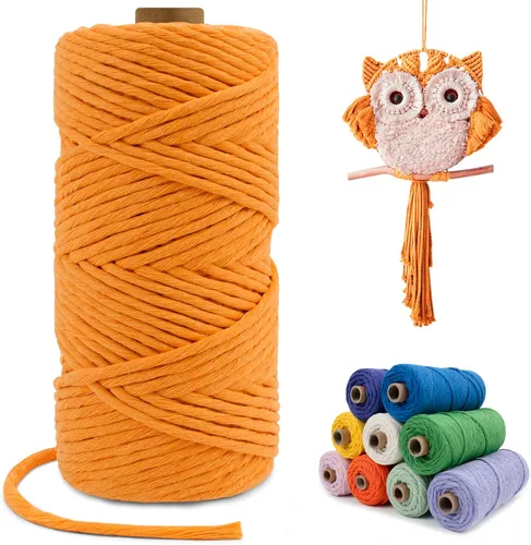 Miniatura 86 de Cuerda de macramé de una sola hebra de 0.197 in x 110 yardas, cuerda de macramé de algodón natural de 0.197 in, cuerda de algodón grueso para colgar