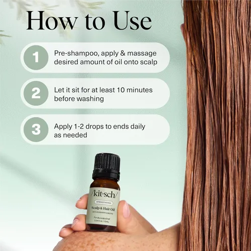 Miniatura 5 de Kitsch Aceite de romero para el crecimiento del cabello – Aceite para el cabello con biotina, ricino y jojoba – Aceite de cuero cabelludo prelavado