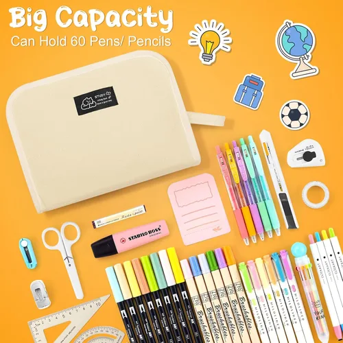 Miniatura 2 de Toplive Estuche para lápices de alta capacidad, bolsa grande para lápices, bolsa para bolígrafos minimalismo, papelería de oficina para la escuela