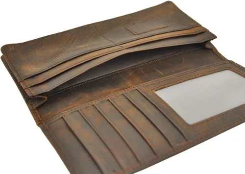 Miniatura 5 de Le'aokuu Funda de piel con cremallera para hombre, organizador para tarjetas de visita, cartera para teléfono, cartera plegable