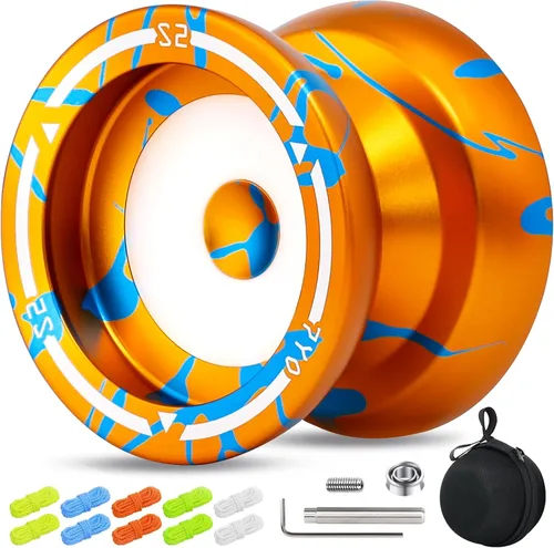 Miniatura 13 de Yoyo profesional S2 para niños y adultos, Yo Yo Yo de metal sensible Yoyo que no responde, yoyo de doble propósito + rodamiento KK + 10 cuerdas +