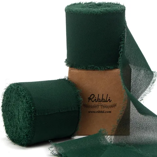 Miniatura 20 de Ribbli Cinta de Gasa Azul Marino Profundo de 1-1/2 pulgadas x 20 Yardas Cinta de Seda de Gasa con Flecos Hecha a Mano, Cinta Azul para Invitaciones