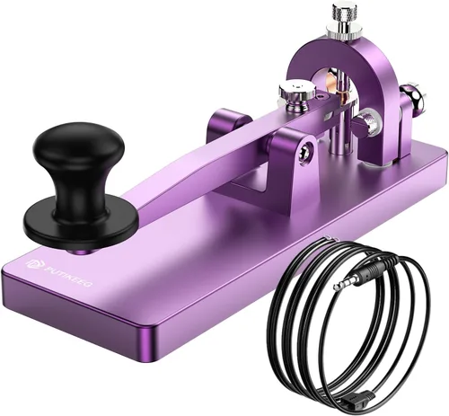 Miniatura 7 de Putikeeg CW Telegraph Key - Llave clásica de código morse de acero inoxidable resistente, radioaficionado de onda corta, oscilador de práctica