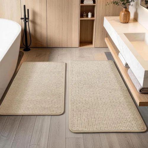 Miniatura 16 de YIHOUSE Juego de alfombras de baño de 3 piezas, alfombras de baño suaves de pelo bajo, tapetes de baño delgados antideslizantes, de secado rápido