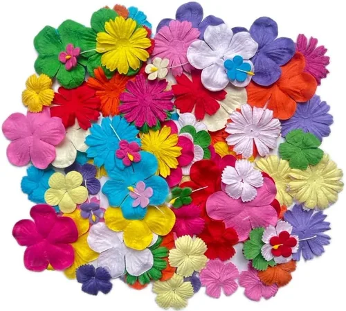 Miniatura 11 de Hecho a mano, 100 unidades de flores mixtas de 0.709 in - 2 pulgadas de papel de morera flores de papel de morera para álbumes de recortes, boda