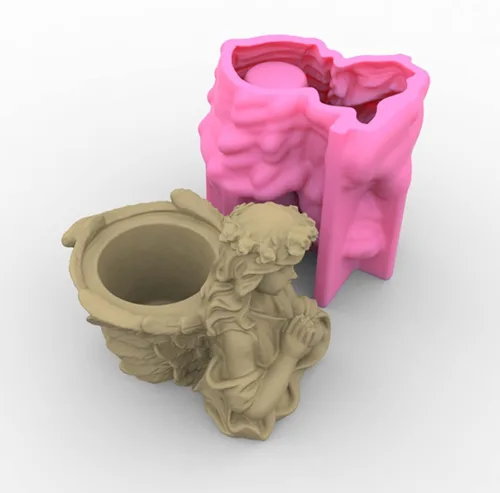 Miniatura 7 de Molde de silicona para maceta de flores de hormigón de ángel de oración, maceta para suculentas, jarrón de cactus, molde de yeso, portavelas