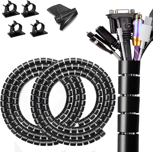 Miniatura 13 de Funda de gestión de cables de 13 1/8 pies a 1/2 pulgadas, trenzada, color negro, a prueba de mascotas, tubo de telar de alambre trenzado