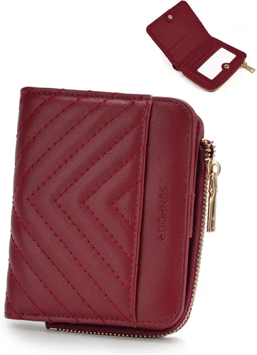 Miniatura 8 de Billeteras pequeñas y plegables para mujer, mini-cartera RFID para mujer, tarjetero delgado con bolsillo con cremallera para monedas y 2 ventanas
