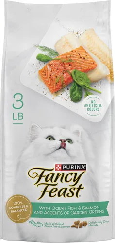 Comida seca Purina Fancy Feast para gatos con pescado del océano y salmón - Bolsa de 3 libras