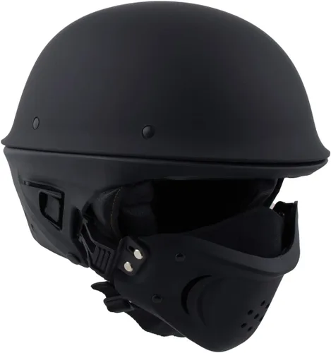 Miniatura 9 de Milwaukee Helmets MPH9830DOT Rascal 3/4 Open Face Flat Black 2 en 1 Casco de motocicleta Biker