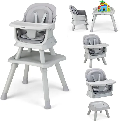 Miniatura 10 de INFANS Silla Alta 8 en 1 para Bebé, Silla Alta Convertible para Bebés y Niños Pequeños, Asiento Elevador de Comedor para Bebés, Mesa de Bloques