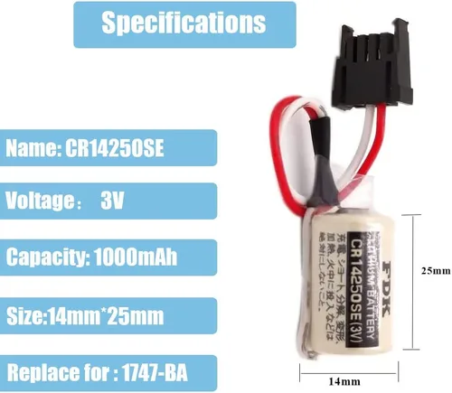 Miniatura 2 de Batería de litio CR14250SE de 3 V de 12 AA de 1000 mAh para fuente de alimentación de respaldo FDK 1747-BA con enchufe negro