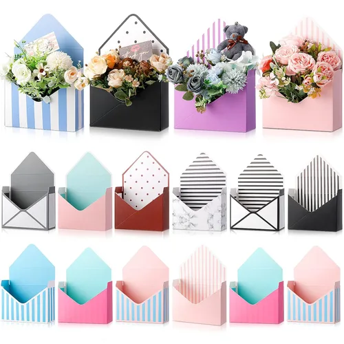 Geyee 16 cajas de sobres para ramo de floristería del día de la madre, cajas de papel de regalo, cajas de papel de regalo, caja sobre de regalo para