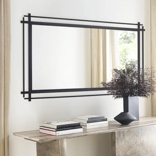 Miniatura 13 de Espejo de baño negro con marco de metal, espejos grandes de sala de estar de 36 x 24 pulgadas para decoración, espejo decorativo moderno