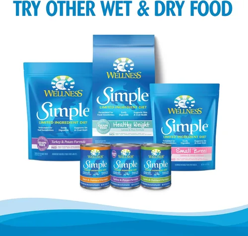 Miniatura 8 de Wellness Simple Limited Ingredient Diet Alimento húmedo enlatado para perros adultos, granos saludables, receta natural, pavo y papa, 12.5 onzas