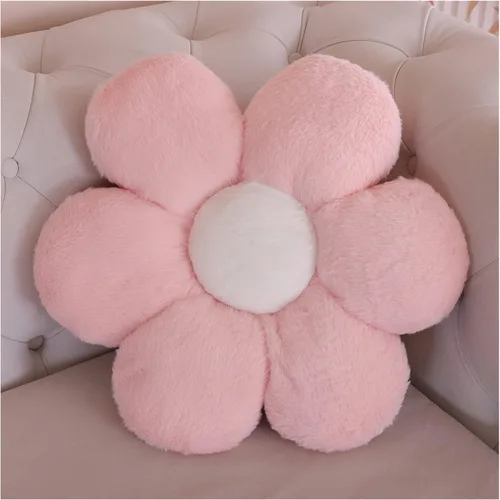 Miniatura 12 de AZCHEN Cojín de almohada de flores Almohada decorativa Almohada de flores para silla Almohada de piso de felpa (19.6 pulgadas, marrón blanco)