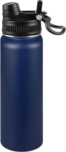 Miniatura 90 de Botella de agua aislada de 22 onzas, tapa 2 en 1 a prueba de fugas (sorbo/pajilla) + asa, botella de acero inoxidable para deportes, viajes, trabajo