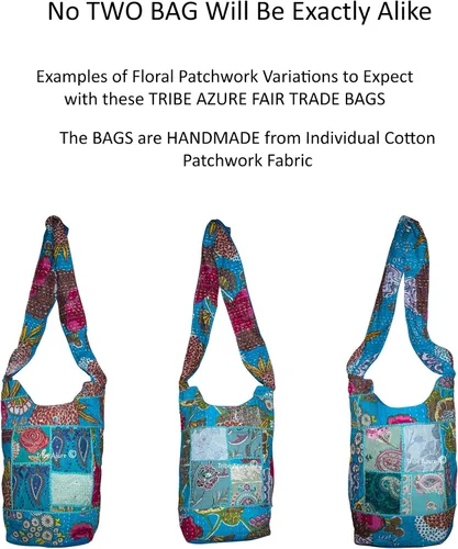 Miniatura 11 de Tribe Azure - Bolso bandolera de lona para mujer, estilo hobo, floral, para verano, bohemio