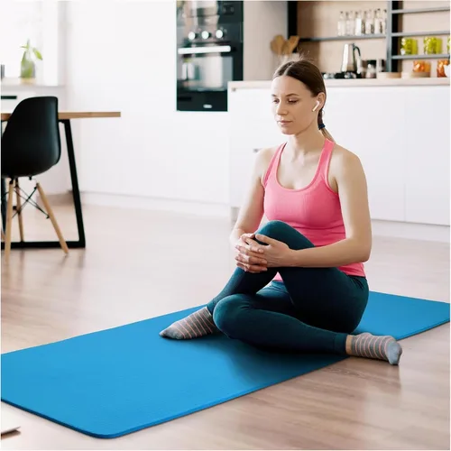 Miniatura 6 de Fitvids Tapete de yoga de 1/2 pulgada, extra grueso, de alta densidad, antidesgarros, con correa de transporte, adecuado para varios ejercicios