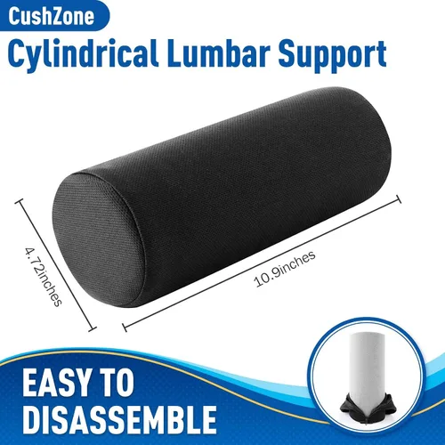 Miniatura 2 de CushZone Almohada lumbar de apoyo en rollo para silla de oficina, automóvil, silla gaming, cojín de respaldo de espuma con memoria con funda lavable