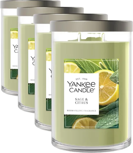 Yankee Candle con aroma a salvia y cítricos - Vela de firma en frasco grande de 20 onzas con 2 mechas, duración de más de 60 horas de combustión