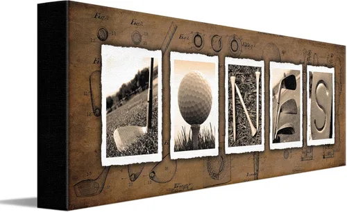 Arte personalizado con nombre de golf: regalo personalizado perfecto y único para el golfista o entusiasta del golf (6.5 x 18 pulgadas, montaje en