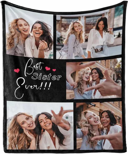 Miniatura 6 de Manta de collage de fotos personalizada con mensaje de amor y nombres, manta suave para niñas y hermanas, sofá cama, 30 x 40 pulgadas