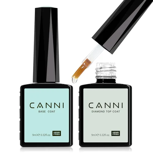 CANNI - Juego de 2 capas de esmalte de uñas de gel sin necesidad de limpieza y capa base, acabado brillante, duradero, esmalte de uñas de gel para