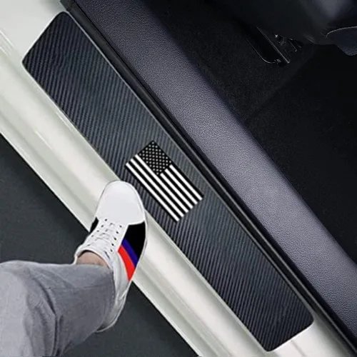 Juego de 4 protectores de fibra de carbono para umbral de puerta de automóvil, protector de entrada decorativo para automóvil, camión, SUV, puertas