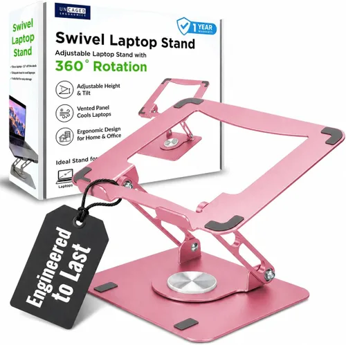 Miniatura 11 de Uncaged Ergonomics Soporte giratorio para computadora portátil, soporte ajustable para iPad para escritorio con rotación de 360°, soporte portátil