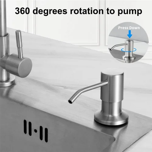 Miniatura 2 de Dispensador de jabón para fregadero de cocina, bomba dispensadora de jabón para platos de acero inoxidable con tubo de extensión de 47 pulgadas
