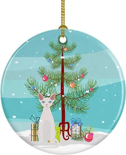 Miniatura 107 de Caroline's Treasures Adorno de cerámica con texto en inglés "Merry Christmas" para colgar en el árbol de Navidad, decoración para el hogar, Navidad