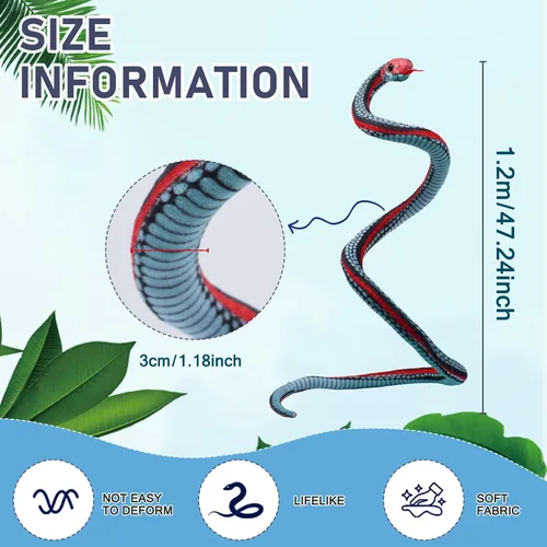 Miniatura 2 de Muñecas de serpiente de 3.6 pies de largo, animales de peluche suaves y realistas, bromas de peluche, juguetes para niños, regalos para niños