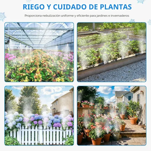 Miniatura 6 de HOMENOTE Sistema de Refrigeración por Nebulización, 26 PIES (8M) Línea de Nebulización + 7 Boquillas de Niebla de Latón + Adaptador de Latón (3/4")