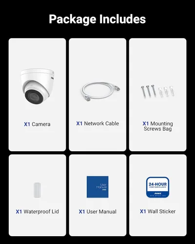 Miniatura 6 de ANNKE Cámara PoE de 3 MP con audio/micrófono, cámara de seguridad IP de torreta para interiores y exteriores, visión nocturna en color, detección
